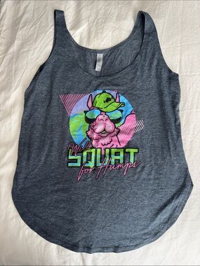 Wodbottom Graphic Dark Gray Women's Tank Top with Neon Camel Print